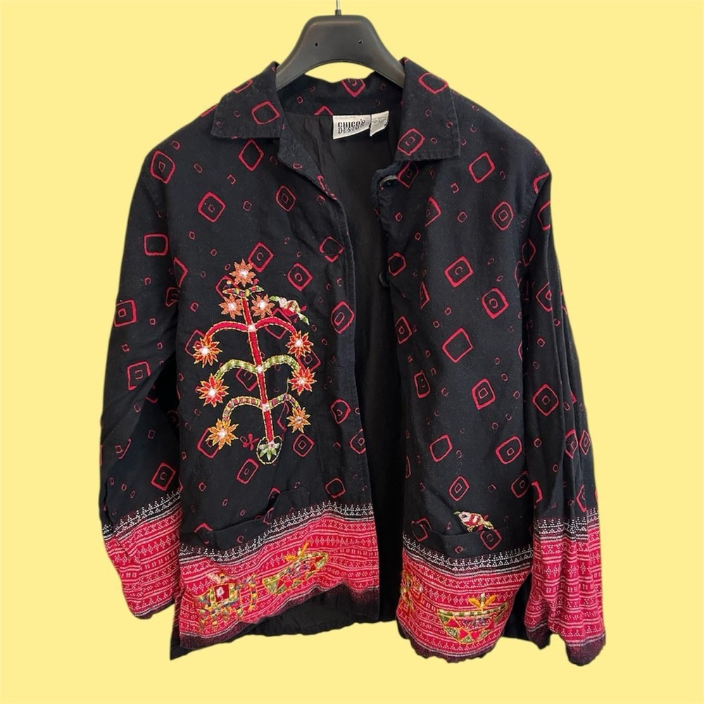 Colorful Chico Designs Stitched Embroidered Floral Sequin Vintage Cotton Jacket